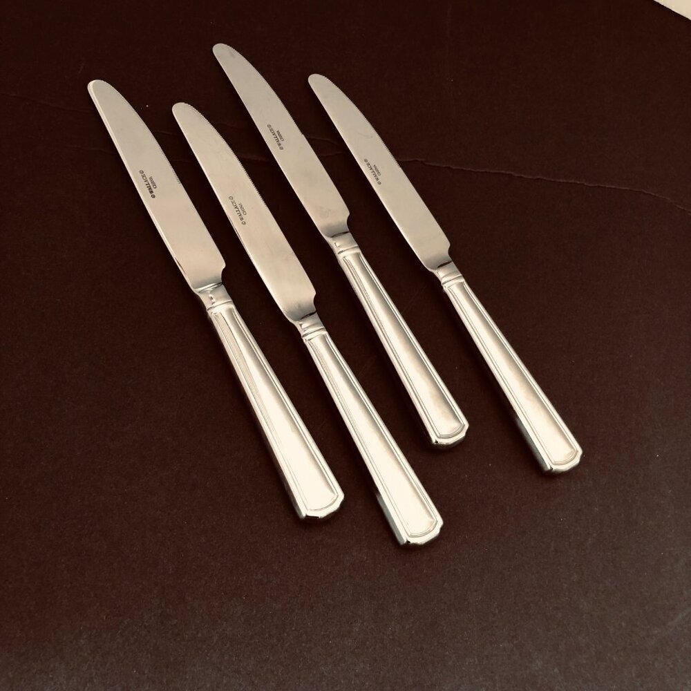 Wallace Parker House‎ Dinner Knives Set 4 Stainless Steel Square Edge NIce
